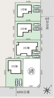 【区画図】 | 読谷村大湾2期（全5棟）ラスト1号棟 | 1号棟　