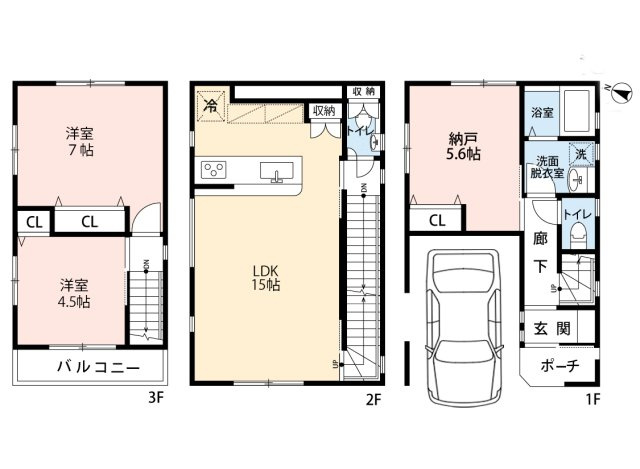 岸地通3丁目新築戸建の間取り