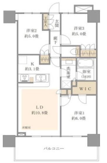 台東区西浅草３丁目の賃貸マンションの間取り