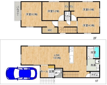 太寺天王町1号棟　全3棟新築戸建　人丸小学校区の間取り