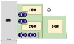 太寺天王町1号棟　全3棟新築戸建　人丸小学校区の区画図