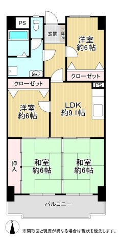 【間取り】 | 鳥旗スカイマンションⅢ番館（C-21）
