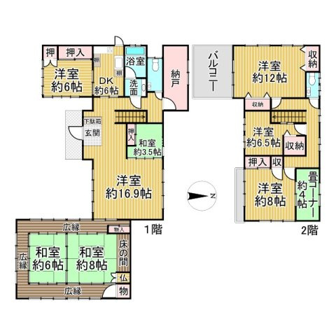 香芝市関谷北6丁目戸建の間取り