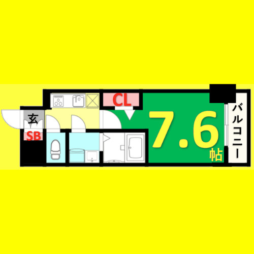 エスリード葵桜通り　名古屋市賃貸　仲介手数料無料の間取り