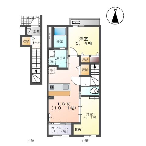 高岡市蓮花寺新築アパートの間取り