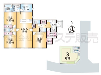 【間取り】 | 奈良市押熊町の新築一戸建 全５区画 | ３号地間取図