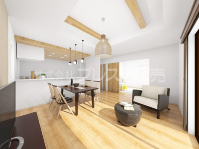 【居間・リビング】 | 奈良市押熊町の新築一戸建 全５区画 | １号地リビング完成イメージ／南向きですので、陽あたり良好です♪※モデルハウスあり