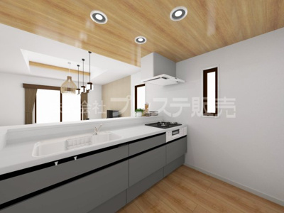 【キッチン】 | 奈良市押熊町の新築一戸建 全５区画 | １号地キッチン完成イメージ／人気の対面キッチン♪