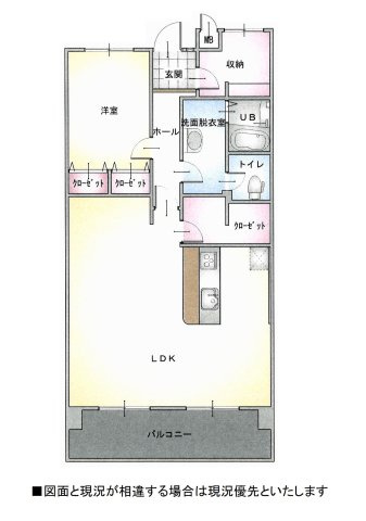 【間取り】 | ラウムズ富洲原 | ＷＩＣ・ＳＩＣ付の１ＳＬＤＫ