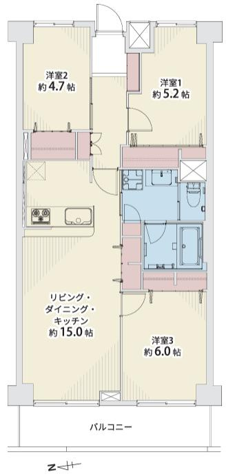 高尾パークハイツＡ棟の間取り|～西向き3LDK　収納豊富な間取りです～