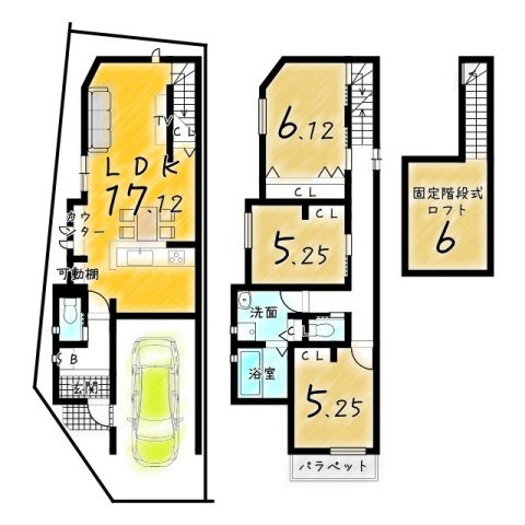 太秦一ノ井町　新築参考プランA　建築条件付土地の参考プラン|【土地2200万円　建物1699万円　建物面積82.62㎡】