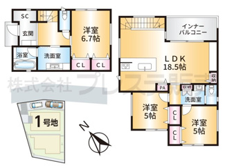 【間取り】 | １号地間取図