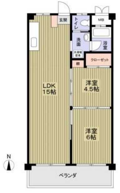 日香苑Ⅰ　礼金0　最上階　南向きの間取り