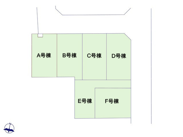 練馬区大泉学園町1丁目　土地33坪超　大型住宅　全6棟の区画図