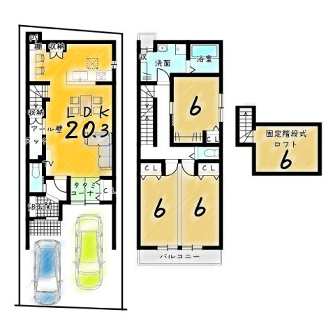 上桂御正町　新築参考プラン　建築条件付土地の参考プラン|【土地2200万円　建物2199万円　建物面積91.44㎡】