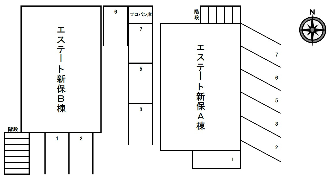 エステート新保B棟の区画図