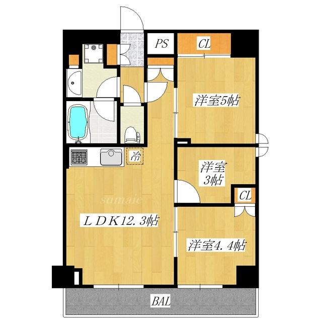 ORSUS　AKABANE　EASTの間取り|南西向きの角部屋☆