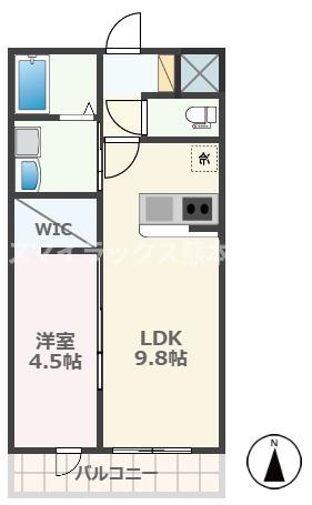 熊本市南区出仲間８丁目のアパートの間取り