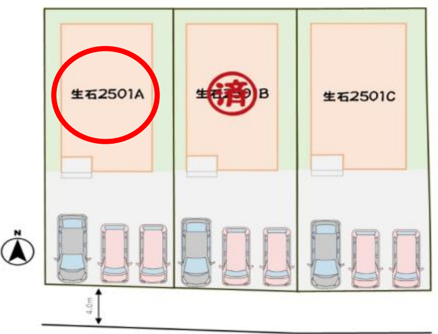生石町新築建売A棟の区画図