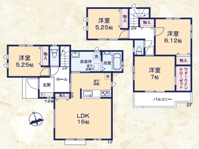 【間取り】 | 駿河区向敷地14期　新築戸建　B号棟 | 使い勝手の良い４LDK♪フラットな生活が可能な一階居室のある間取です！