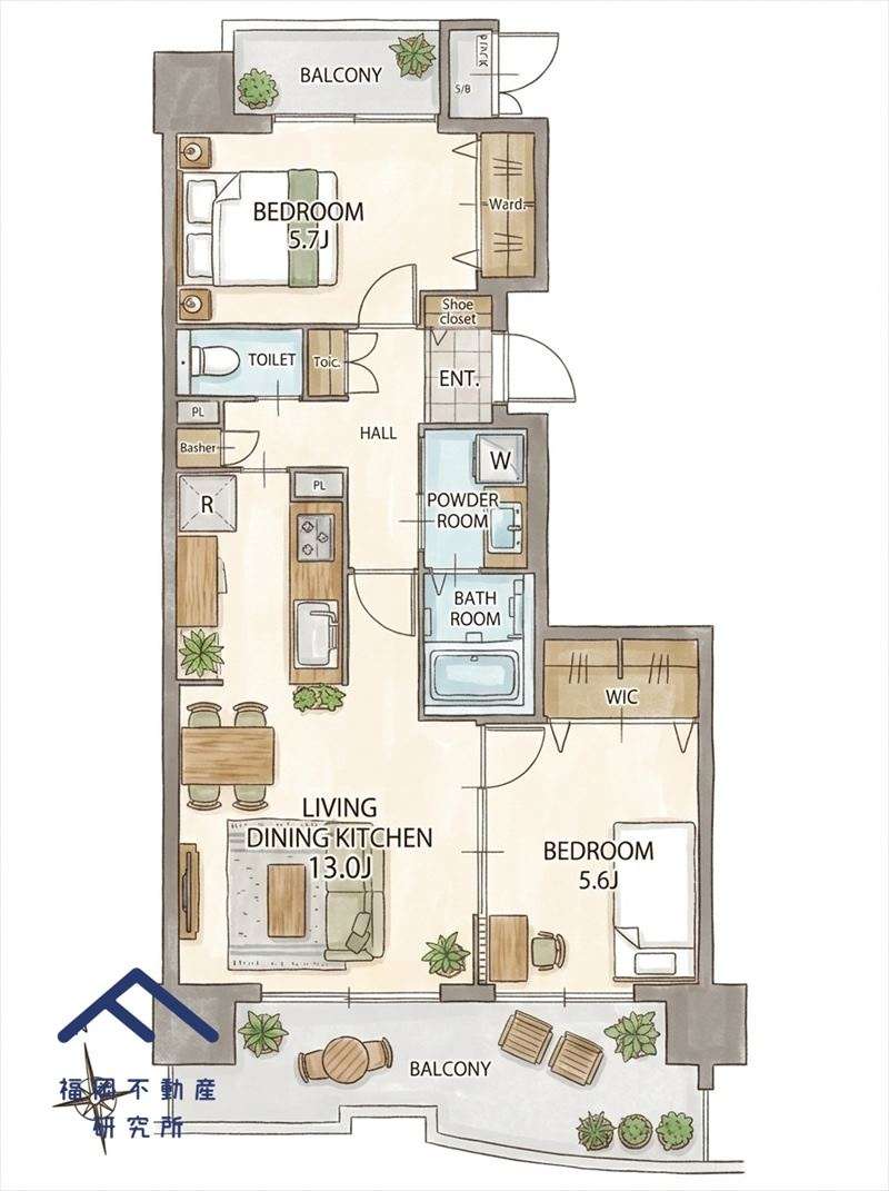 パロスリバーコート博多弐番館の間取り