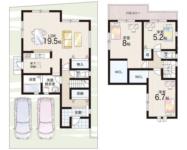 枚方市楠葉野田　第3期　新築一戸建ての間取り|２号地