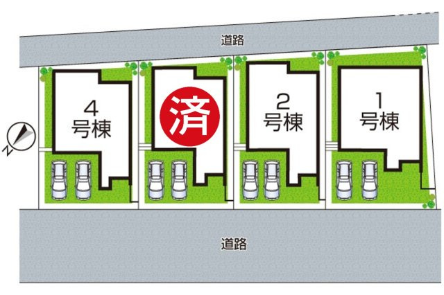枚方市楠葉野田　第3期　新築一戸建ての区画図|全４区画