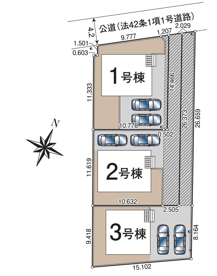 新築一戸建て 所沢市下富　全３棟の区画図|全３棟