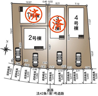 【区画図】 | 福島市松川町新築一戸建て4棟