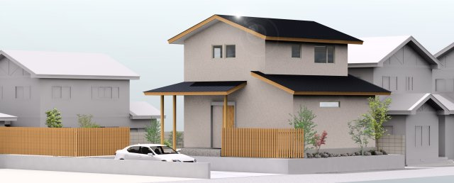 前橋市天川大島町　新築住宅の外観パース