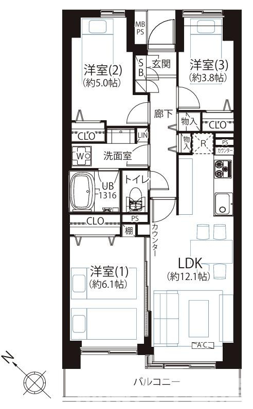 シーサイド片瀬江ノ島の間取り