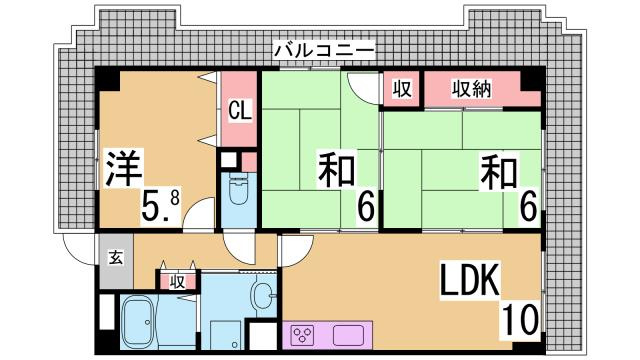 神戸市兵庫区駅南通３丁目の賃貸マンションの間取り