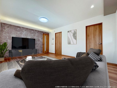【居間・リビング】 | 【LDK　CG家具設置イメージ】
※画像に含まれる家具家電はCGで作成したイメージです。実際の物件には付帯しません。