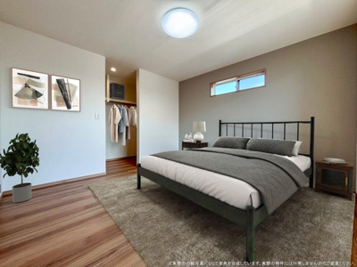 【寝室】 | 【主寝室　CG家具設置イメージ】
※画像に含まれる家具家電はCGで作成したイメージです。実際の物件には付帯しません。