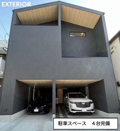 中古/新座市大和田5丁目の外観|ビルドインガレージ付きのかっこいい外観です