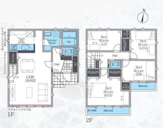 【間取り】 | 大和市福田2丁目  2号棟 14期 | 都市ガス　網戸標準仕様　シャッター1箇所付　Ｗロックディンプルキー　南向きバルコニー2箇所　食洗機・浄水器　浴室乾燥機+窓　全居室収納　全室2面採光
