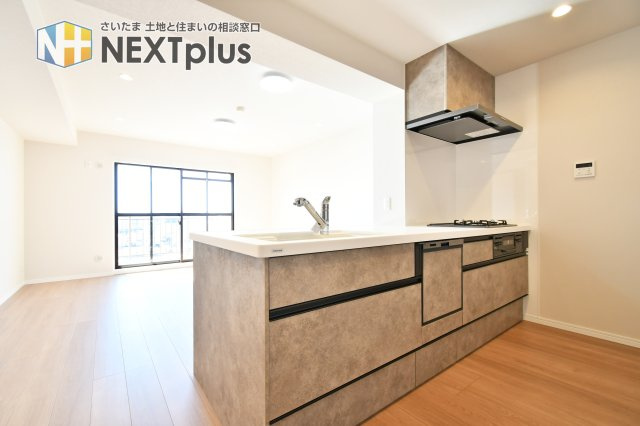 プロムナード大宮春野B-4番館のキッチン|食洗器付きのシステムキッチン。面倒な洗い物、苦手な洗い物、時間がない時の洗い物etc.　食洗器に頼ることで、自分時間や家族との時間を過ごすことができる嬉しい設備です。