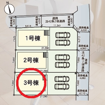 豊田市広美町第2　新築分譲住宅　全3棟　3号棟の区画図
