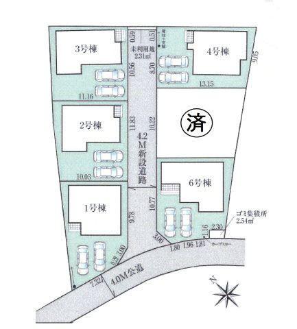 仲介手数料無料　上尾市原市20期　新築戸建　全６棟の区画図