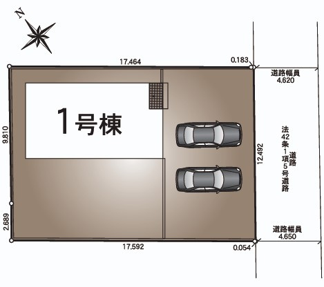 日光市土沢　第1の区画図|並列で2台駐車が可能です◎