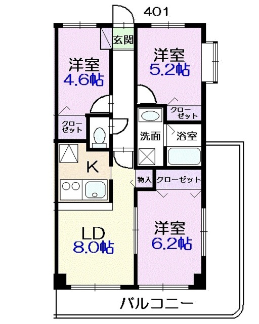 タガヤパレス　マルレーヌの間取り|オールフローリングの３ＬＤＫです。
