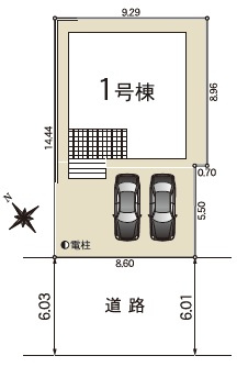 豊田市東山町第8　新築分譲住宅　全1棟　1号棟の区画図