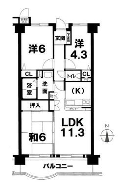 サンライズマンション岩出2　207の間取り|3LDK