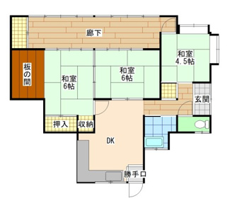 【間取り】 | 宇部市中村2丁目 中古住宅／平屋