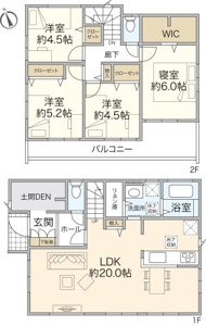 全居室クローゼット、リネン庫、土間DENなど収納充実の4LDKの間取りです