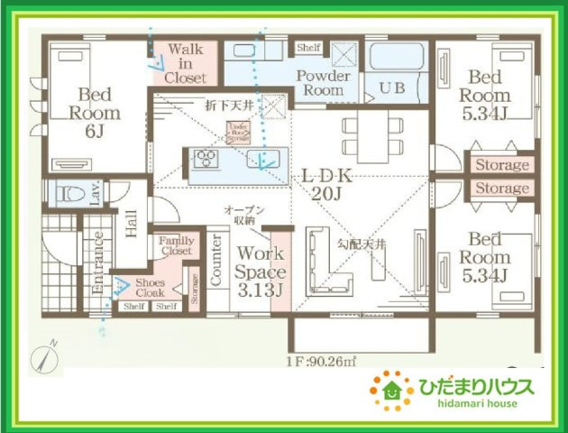 ひたちなか船窪第2　新築戸建の間取り|人気の平屋一戸建て！(^^)/