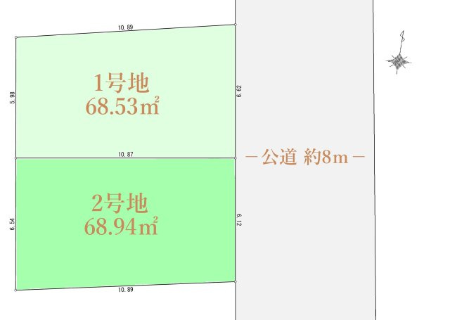 【区画図】 | －弊社限定取扱－小金井市東町1丁目　建築条件付売地　全2区画