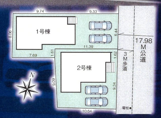 仲介手数料無料　上尾市小泉９丁目　新築戸建　全２棟の区画図