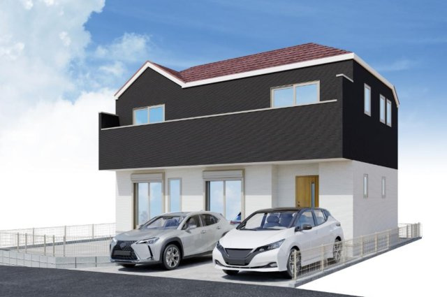 横浜市港南区上永谷3丁目 新築戸建て【仲介手数料無料】カースペース2台の外観パース