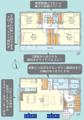 横浜市港南区上永谷3丁目 新築戸建て【仲介手数料無料】カースペース2台の間取り